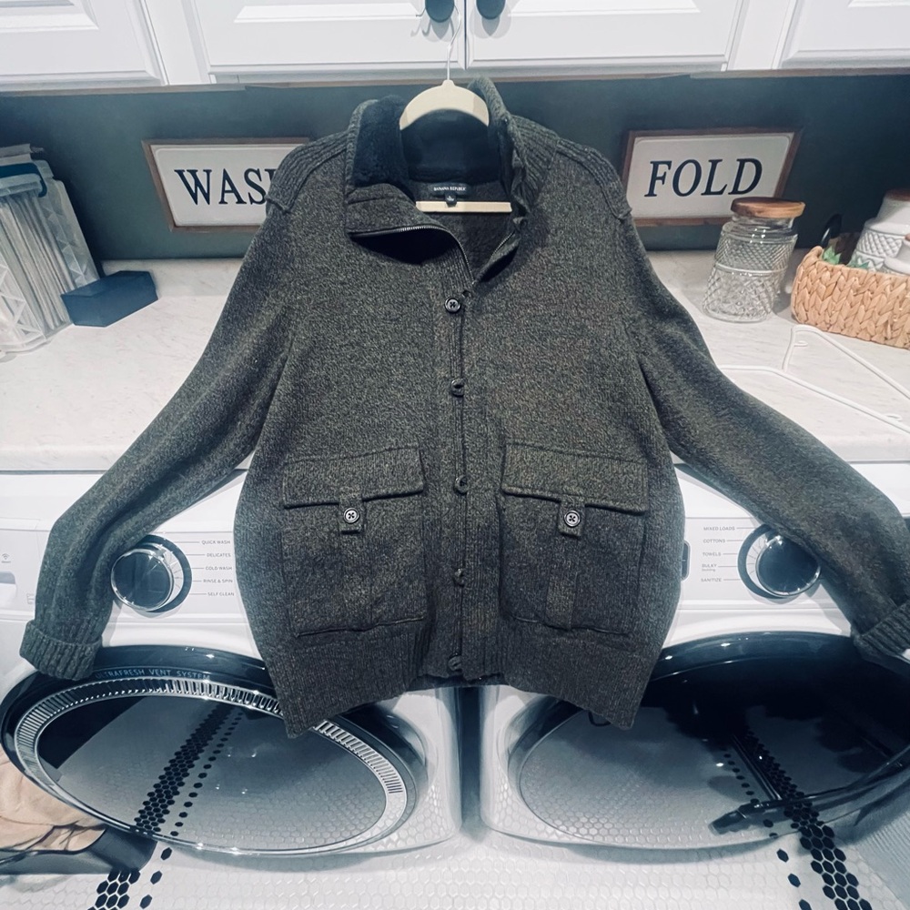 Men's Olive Sweater Jacket